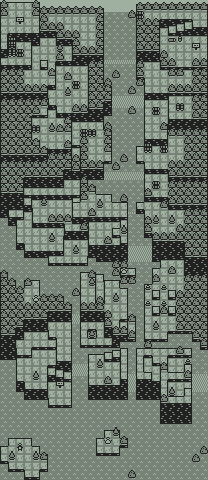 The second map of MExp. The map is much taller than it is wide, and depicts a small, sloping hill with a river running through the middle, down to a large ocean at the bottom. The hill is covered in trees and rocks.